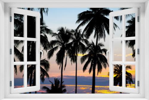 Fototapeta Naklejka Na Ścianę Okno 3D - Palm sunset