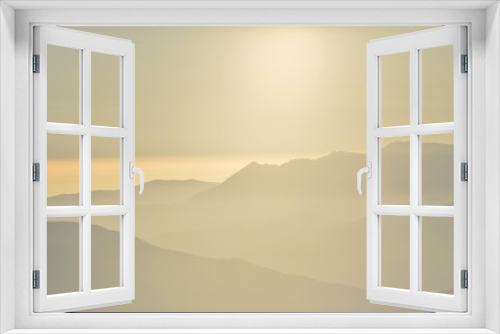 Fototapeta Naklejka Na Ścianę Okno 3D - Foggy landscape in sunset light