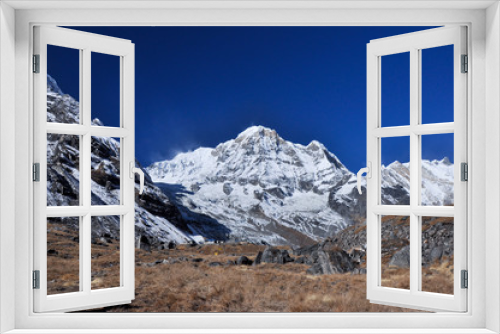 Fototapeta Naklejka Na Ścianę Okno 3D - Himalayas mountain in background, clear blue sky, Nepal.