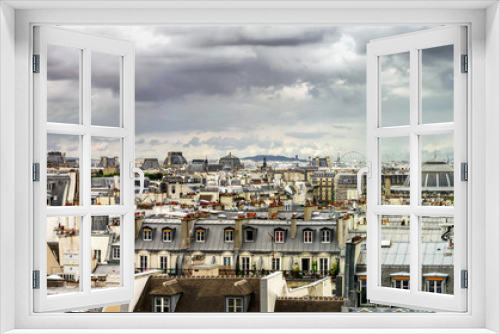 Fototapeta Naklejka Na Ścianę Okno 3D - Paris roofs panoramic overview at summer day