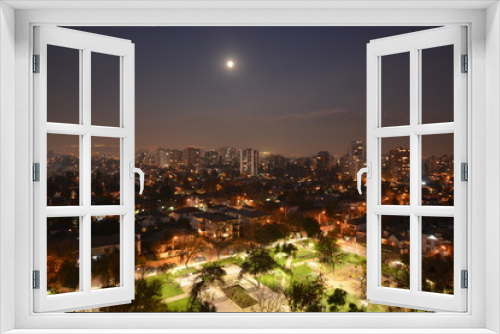 Fototapeta Naklejka Na Ścianę Okno 3D - Moonrise at mount andes in Santiago chile