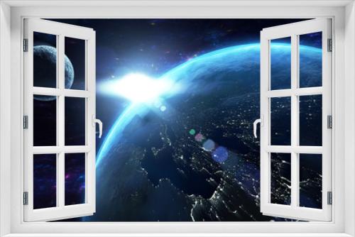 Fototapeta Naklejka Na Ścianę Okno 3D - Die Erde mit Lichter