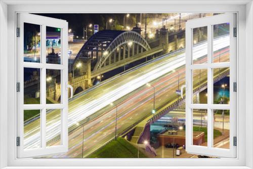 Fototapeta Naklejka Na Ścianę Okno 3D - transport metropolis, traffic and blurry lights