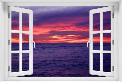Fototapeta Naklejka Na Ścianę Okno 3D - Red and blue sunrise in Mediterranean sea