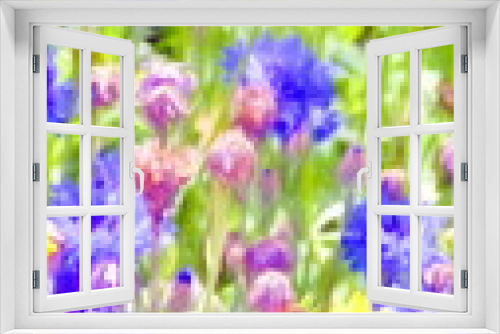 Fototapeta Naklejka Na Ścianę Okno 3D - flushing summer flowers - illustration