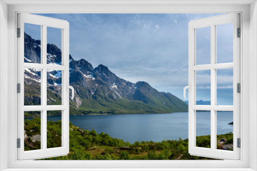 Fototapeta Naklejka Na Ścianę Okno 3D - Sea landscape with mountains, Norway