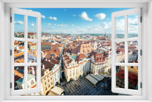 Fototapeta Naklejka Na Ścianę Okno 3D - view from town hall tower, old town square, Prague