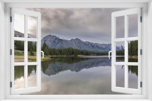 Fototapeta Naklejka Na Ścianę Okno 3D - Mountain Lake with Reflection - Banff National Park, Alberta, Canada