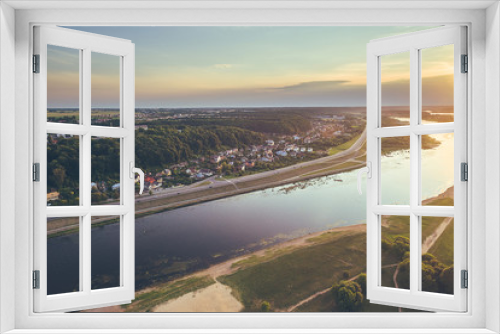 Fototapeta Naklejka Na Ścianę Okno 3D - Aerial image of Kaunas city, Lithuania. Summer sunset scene