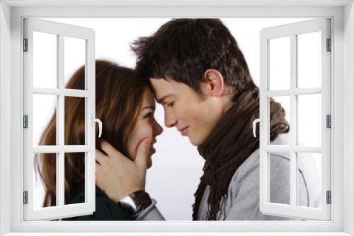 attractive couple looking into each othes eyes