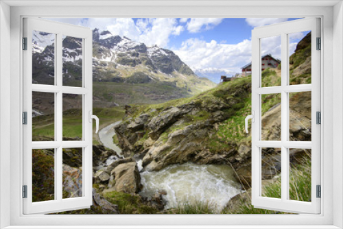 Fototapeta Naklejka Na Ścianę Okno 3D - Idyllic landscape in the Alps with traditional mountain lodge