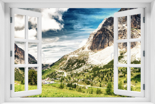 Fototapeta Naklejka Na Ścianę Okno 3D - Dolomites peaks near Falzarego - Italy