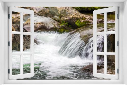 Fototapeta Naklejka Na Ścianę Okno 3D - Forest creek with waterfalls.