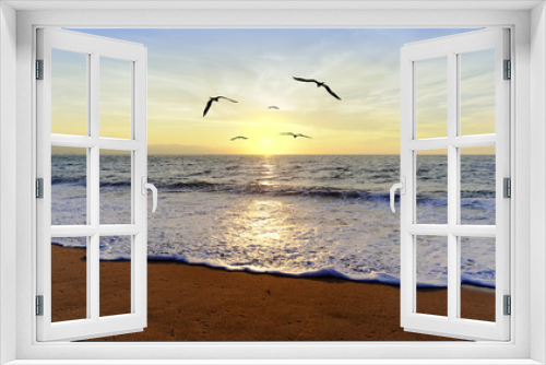 Fototapeta Naklejka Na Ścianę Okno 3D - Ocean Sunset Birds