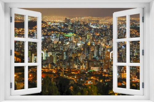 Fototapeta Naklejka Na Ścianę Okno 3D - Panoramic view by night .Metropolis of Belo Horizonte , Minas Gerais , Brazil .