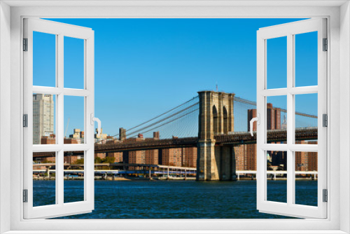 Fototapeta Naklejka Na Ścianę Okno 3D - Lower Manhattan skyline view from Brooklyn