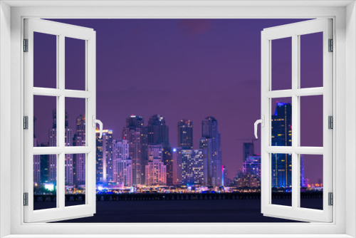 Fototapeta Naklejka Na Ścianę Okno 3D - Night cityscape of Dubai city, UAE