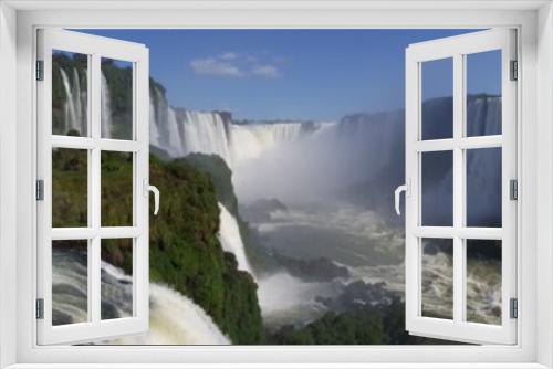 Fototapeta Naklejka Na Ścianę Okno 3D - Panorama from Iguazu Falls with a rainbow