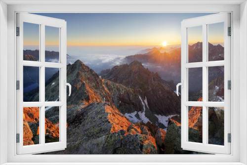 Fototapeta Naklejka Na Ścianę Okno 3D - Mountain sunset panorama landscape in Tatras, Rysy, Slovakia