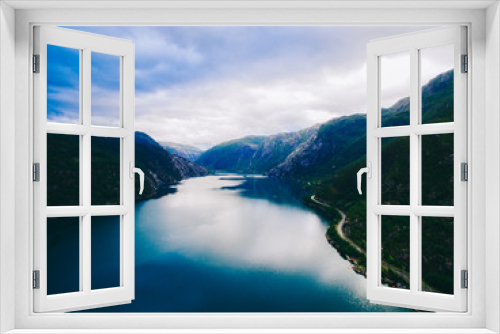 Fototapeta Naklejka Na Ścianę Okno 3D - Beautiful summer vibrant view on famous Norwegian tourist place