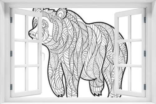 Fototapeta Naklejka Na Ścianę Okno 3D - Vector monochrome hand drawn zentagle illustration of bear. 