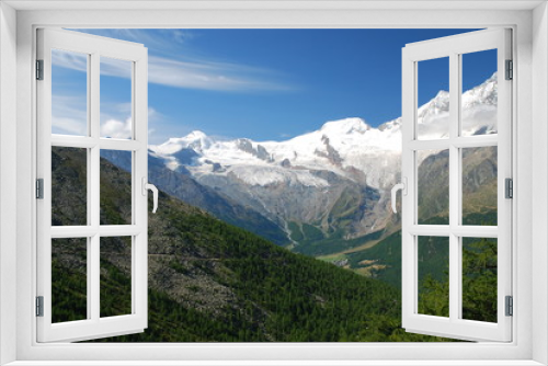 Fototapeta Naklejka Na Ścianę Okno 3D - Swiss alps, Saas Grund panoramic view
