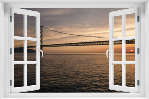 Fototapeta Naklejka Na Ścianę Okno 3D - 明石海峡大橋の夕景
