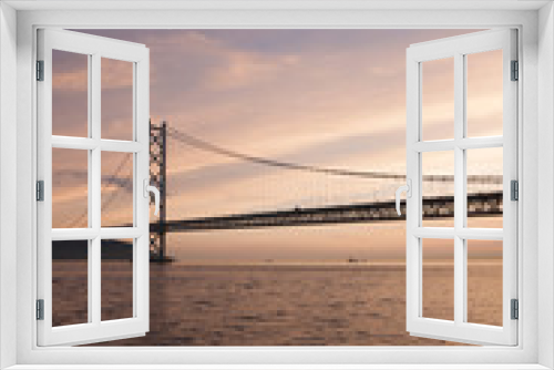 Fototapeta Naklejka Na Ścianę Okno 3D - 明石海峡大橋の夕景