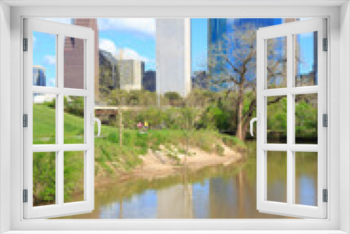 Fototapeta Naklejka Na Ścianę Okno 3D - Houston Texas Skyline with modern skyscrapers and blue sky view