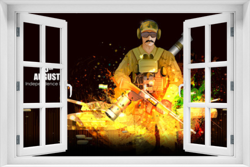Fototapeta Naklejka Na Ścianę Okno 3D - Soldier on Indian Independence Day celebration background