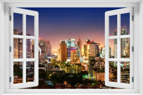 Fototapeta Naklejka Na Ścianę Okno 3D - Panorama von Bangkok Skyline in der Nacht
