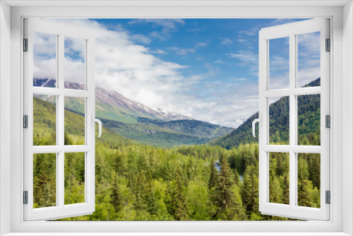 Fototapeta Naklejka Na Ścianę Okno 3D - Evergreen Covered Mountains in Alaska