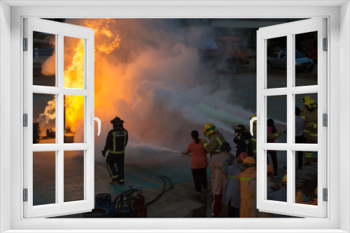 Fototapeta Naklejka Na Ścianę Okno 3D - Firefighters training