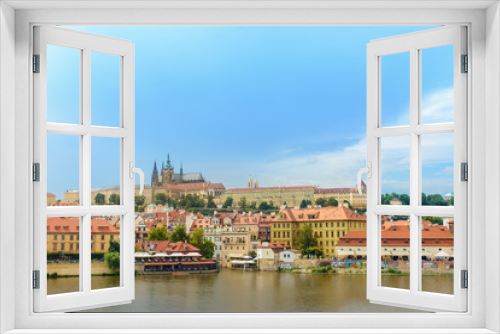 Fototapeta Naklejka Na Ścianę Okno 3D - Waterfront and Vitava River, Prague