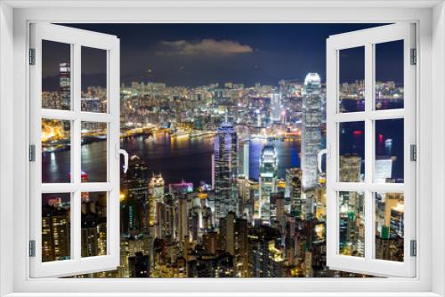 Fototapeta Naklejka Na Ścianę Okno 3D - Hong Kong building at night