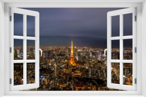 Fototapeta Naklejka Na Ścianę Okno 3D - Night view of Tokyo in Japan cityscape Tokyo tower