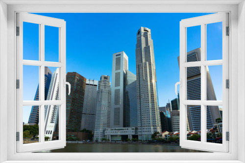 Fototapeta Naklejka Na Ścianę Okno 3D - Skyline of Singapore city. Downtown skyscrapers office buildings of modern megalopolis