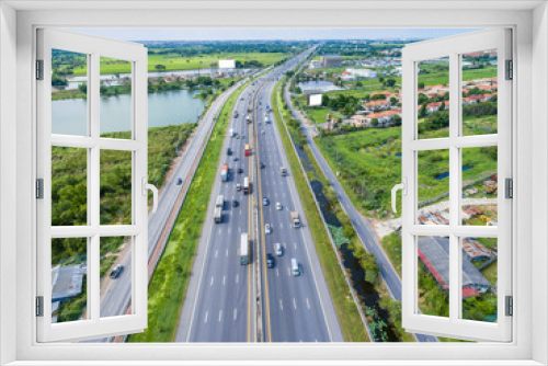 Fototapeta Naklejka Na Ścianę Okno 3D - Aerial view of expressway in bangkok city thailand