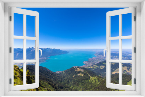 Fototapeta Naklejka Na Ścianę Okno 3D - Panorama view of Lake Geneva from Rochers-de-Naye