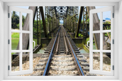 Fototapeta Naklejka Na Ścianę Okno 3D - old rail way bridge vintage.