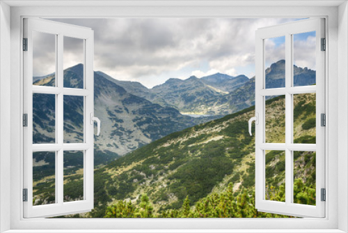 Fototapeta Naklejka Na Ścianę Okno 3D - Bulgarian mountain Pirin.Panorama view of green Pirin mountain range in south Bulgaria during summer.