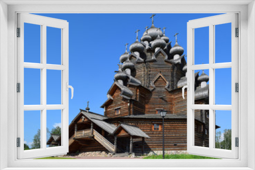 Fototapeta Naklejka Na Ścianę Okno 3D - Wooden church (Pokrovskaya church), St. Petersburg, Russia.