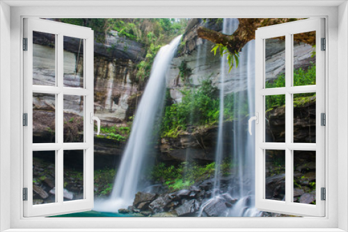 Fototapeta Naklejka Na Ścianę Okno 3D - The Beautiful Nature Landscape of Stream and waterfall 