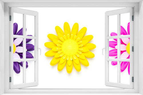 Fototapeta Naklejka Na Ścianę Okno 3D - Plastic flower on white isolated background