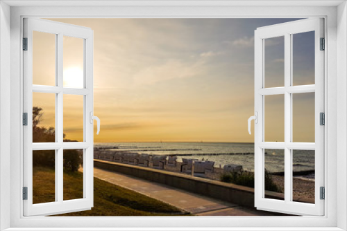 Fototapeta Naklejka Na Ścianę Okno 3D - Sonnenuntergang am Strand