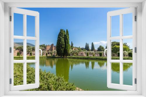 Fototapeta Naklejka Na Ścianę Okno 3D - Villa Adriana in Tivoli, Italy. The Pecile Pond.  UNESCO list