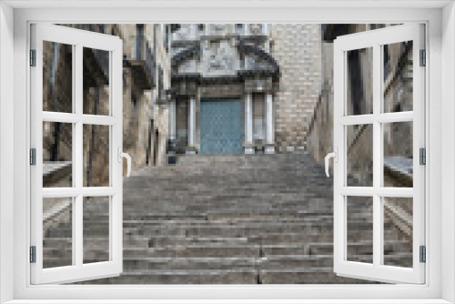 Fototapeta Naklejka Na Ścianę Okno 3D - Girona (Catalunya, Spain), gothic buildings