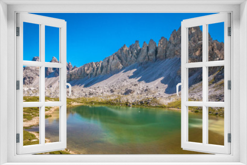 Fototapeta Naklejka Na Ścianę Okno 3D - Lake in Tre Cime Dolomites