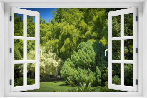 Fototapeta Naklejka Na Ścianę Okno 3D - Bambous blancs et verts dans la Bambouseraie d'Anduze