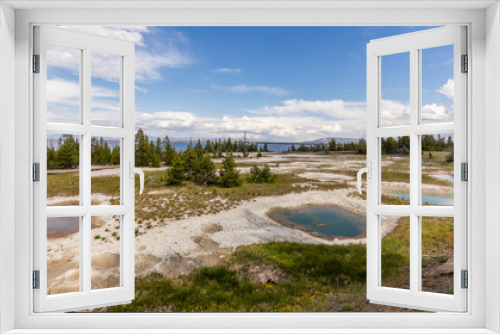 Fototapeta Naklejka Na Ścianę Okno 3D - Thumb Paint Pots were originally known as Mud Puffs. Water here is much more acidic and dissolves the rock into clay. West Thumb Geyser Basin, Yellowstone National Park, Wyoming